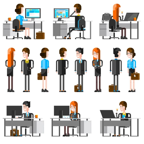 Office Menschen Cartoon Icons Set — Stockvektor