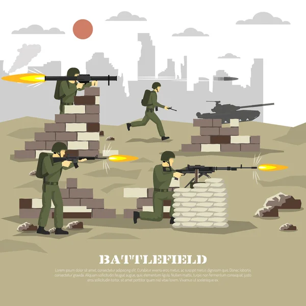 Cartel plano de la experiencia cinematográfica militar de Battlefield — Vector de stock