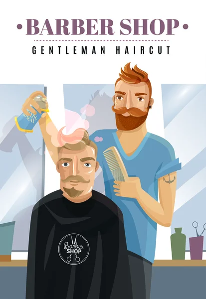 Hipster barbershop illustration — Stock vektor