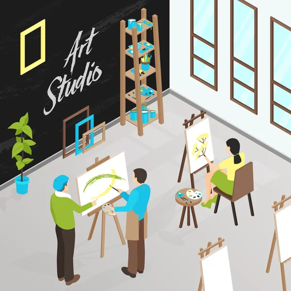 Art Studio Illustrazione isometrica — Vettoriale Stock