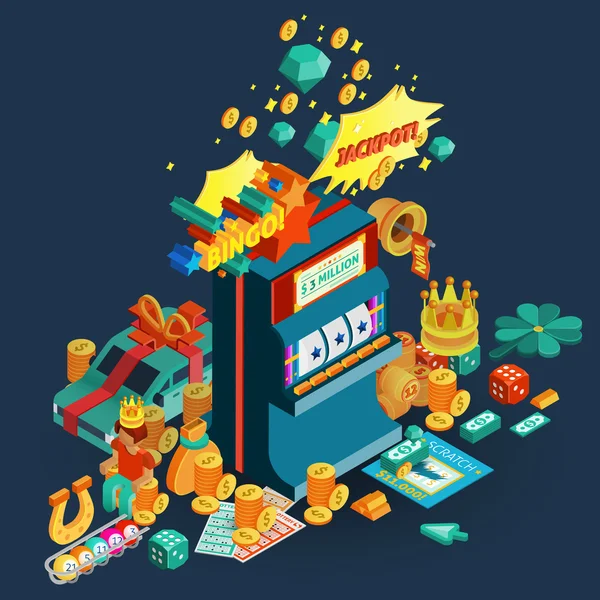 Lottery Jackpot Isometric Composition Vector Graphics