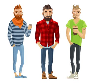 Hipster Karikatür İnsanlar Seti