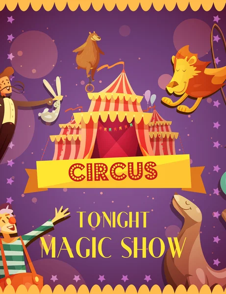 Traveling Circus Magic Show Announcement Poster — Stock Vector