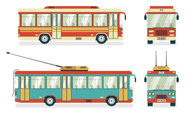 Public Transport  Bus Trolleybus 4 Icons