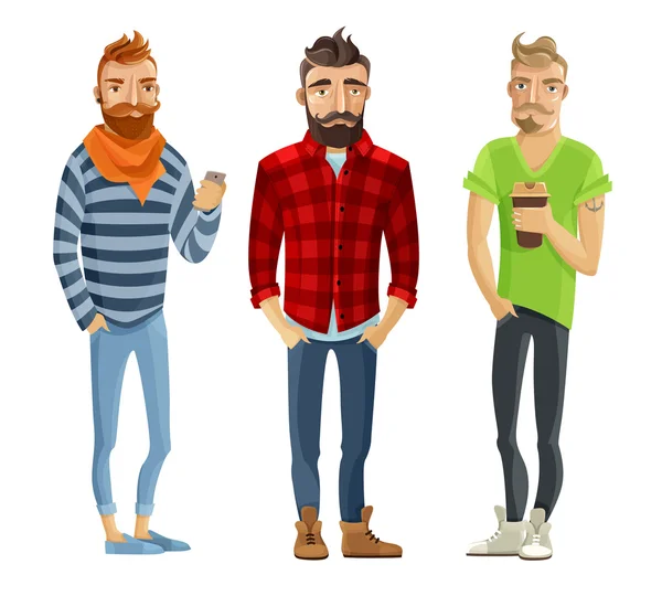 Hipster Karikatür İnsanlar Seti — Stok Vektör