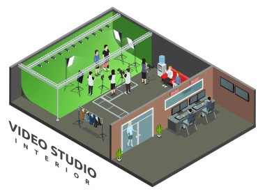 Video Studio İç İzometrik Görünüm