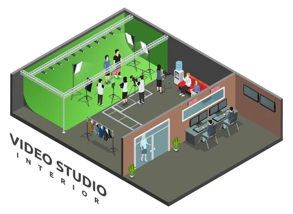 Video Studio Vista Isométrica Interior —  Vetores de Stock