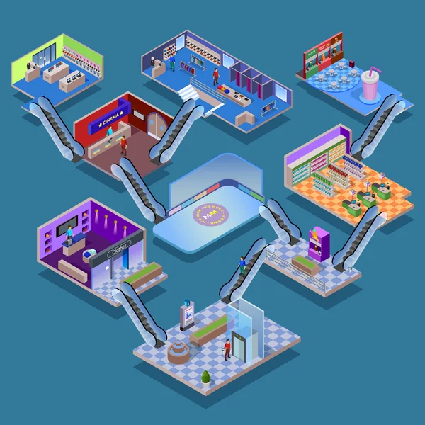 Centre commercial Isometric Concept — Image vectorielle