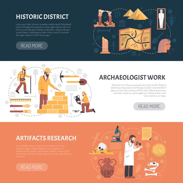 Archeology Banners Illustration — Stock Vector