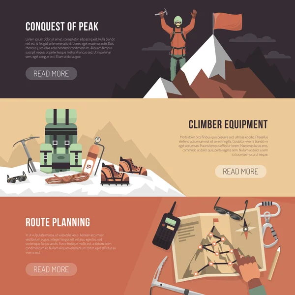 登山デザインバナー — ストックベクタ