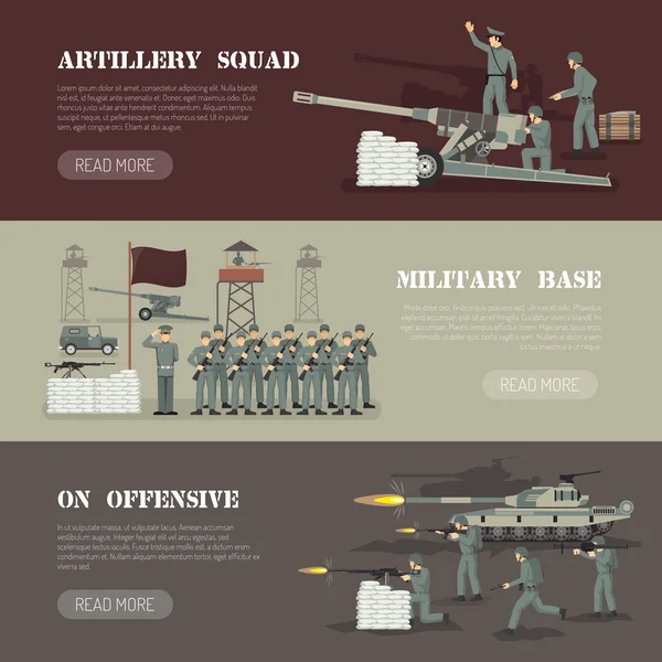 Conjunto de pancartas horizontales del ejército militar — Archivo Imágenes Vectoriales