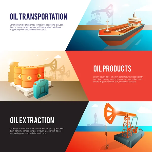 Petroleum Oil Industry isometric Banners Set — Stock Vector