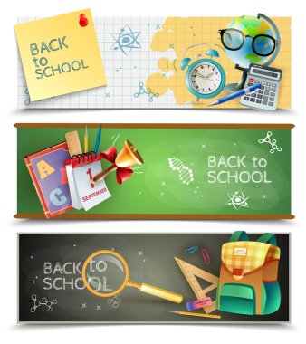 Back To School Horizontal Banners Set clipart