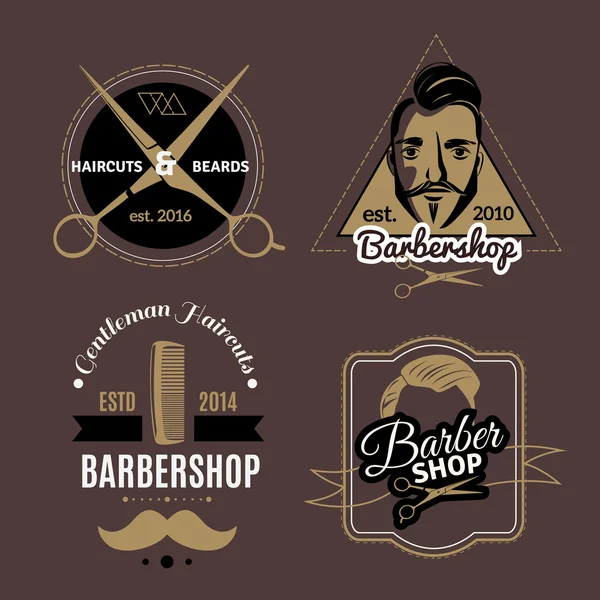 Barbearia Emblems Set — Vetor de Stock