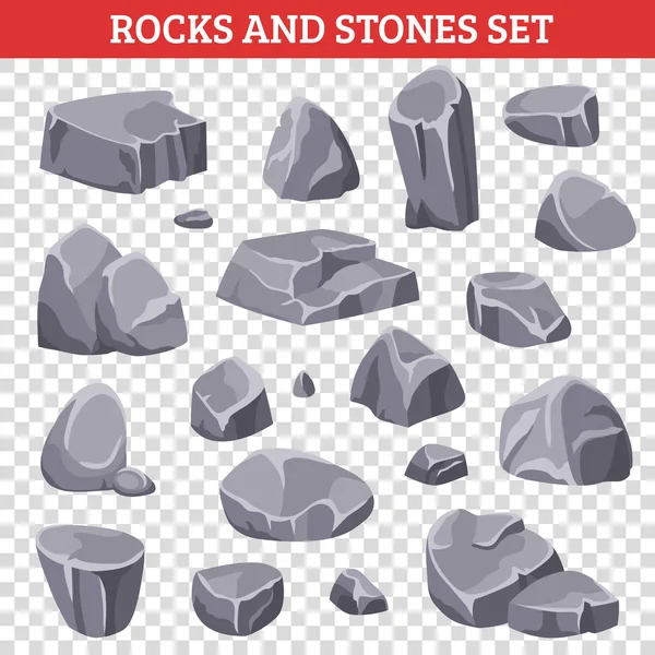 Pedras e pedras cinzentas grandes e pequenas — Vetor de Stock