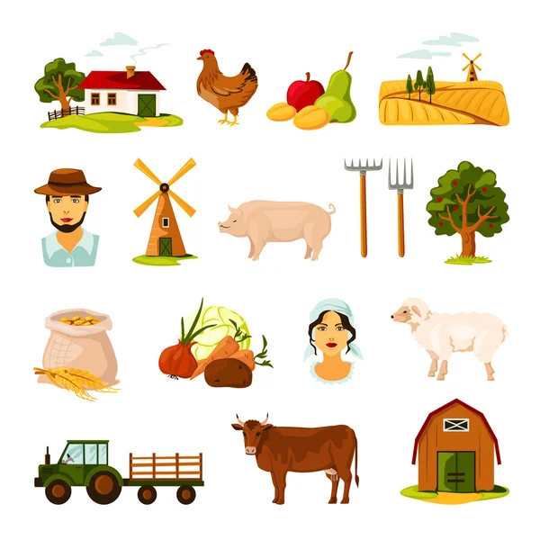 Conjunto de iconos de granja — Vector de stock