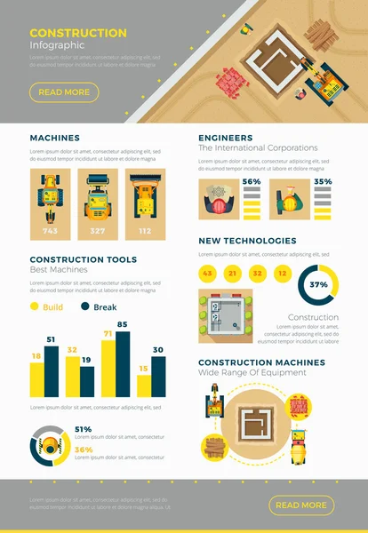 Set infografico da costruzione — Vettoriale Stock