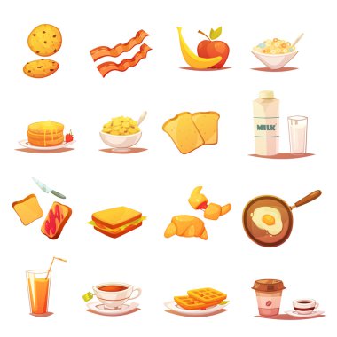 Klasik kahvaltı öğeleri Retro Icons Set 