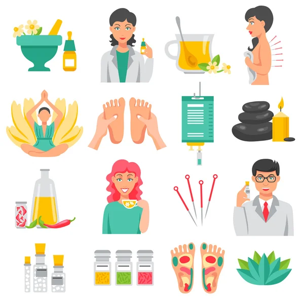 Alternative Medicine Icons Set — Stock Vector