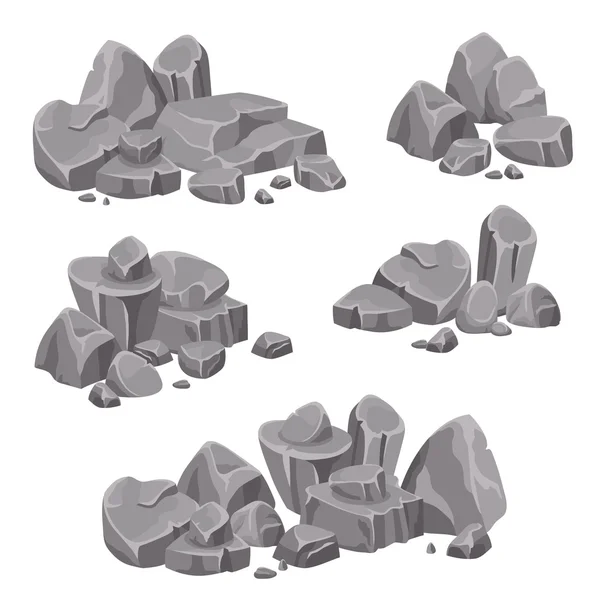 Groupes de conception de rochers et de pierres — Image vectorielle