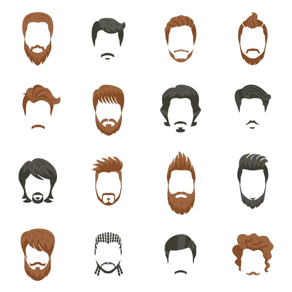 Homens penteado ícones conjunto —  Vetores de Stock