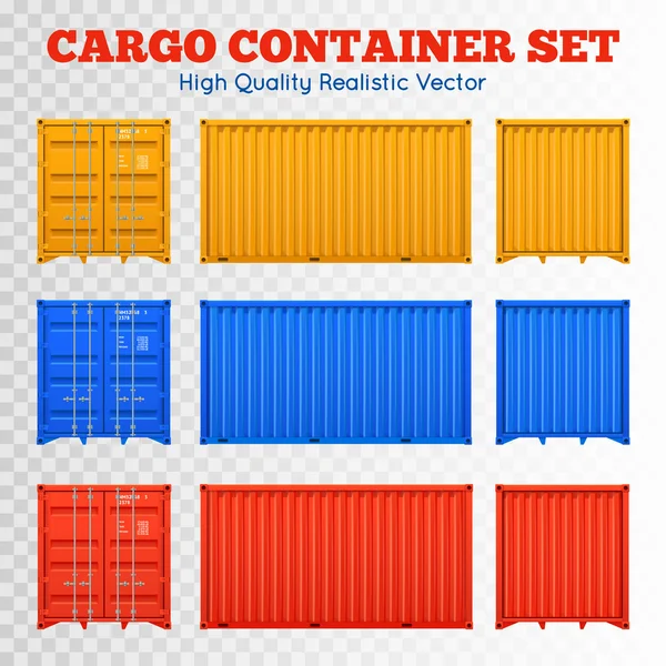Прозрачный набор контейнеров для грузов — стоковый вектор