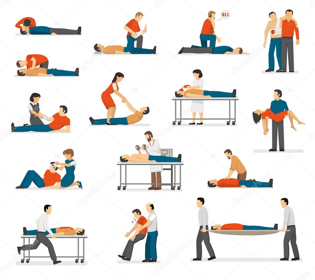 First Aid Emergency Flat Icons Set