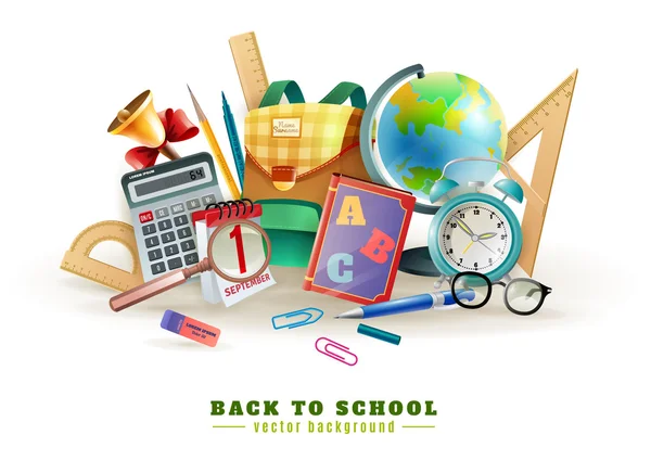 Back To School Accessories Composition Poster — Stock Vector