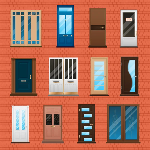 Casa Puertas Conjunto — Vector de stock