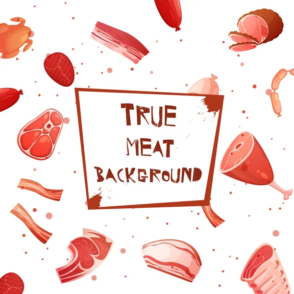 Cartoon Meat Set Seamless Pattern — Stock Vector