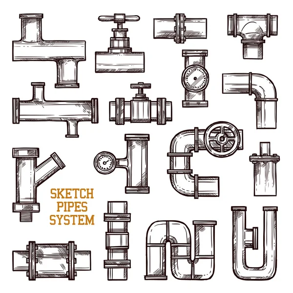 Sketch Pipes System — Stock Vector