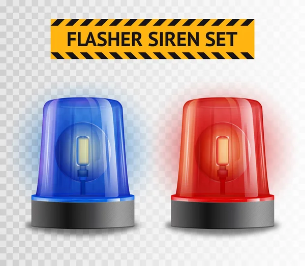 Flasher sirene transparant Set — Stockvector