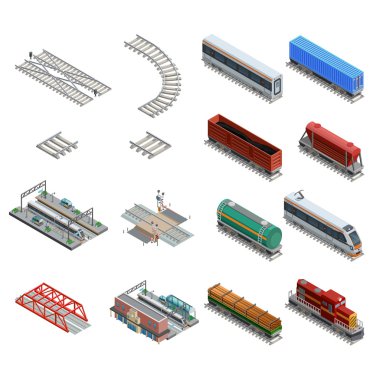 Tren istasyonu öğeleri Icons Set