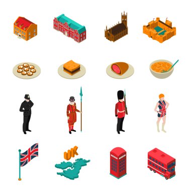 Büyük Britanya'nın izometrik turistik Set