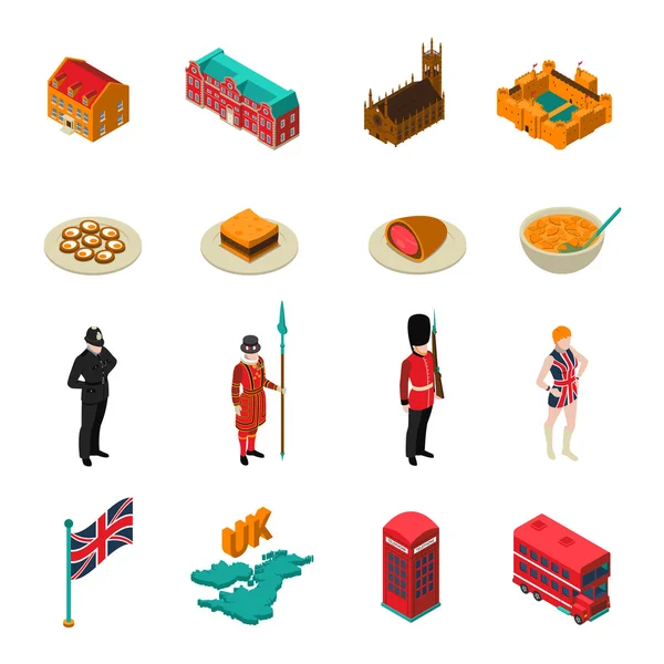 Grande-Bretagne Isometric Touristic Set — Image vectorielle