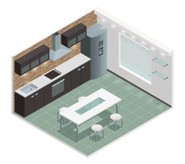 Moderne Küche isometrische Ansicht Bild — Stockvektor