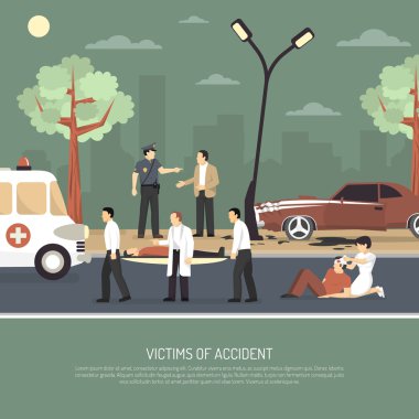 Trafik kaza ilk yardım düz Poster