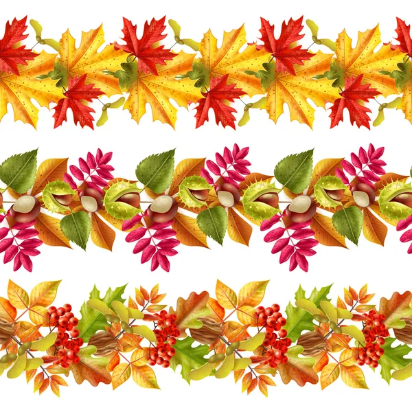 Autumn Leaves Seamless Border — Stock Vector