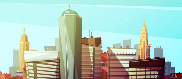 Манхэттен с небоскребами
 