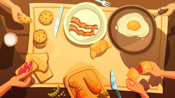 Ontbijt tafelblad weergave — Stockvector