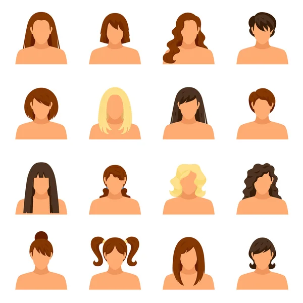 Mujer peinado iconos conjunto — Vector de stock