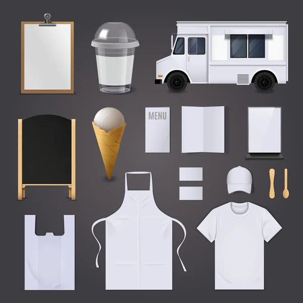 Ice Cream Corporate Identity Blank Set Stock Illustration