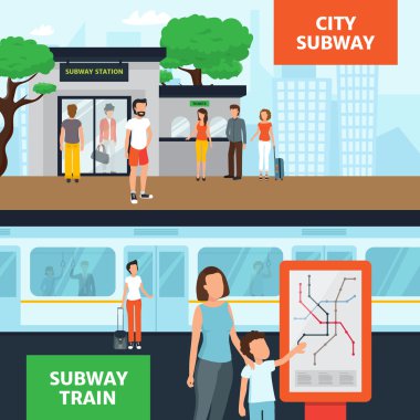 Metro İnsanlar Yatay Afişler