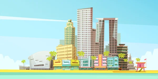 Miami skyline design concept — Stockvector