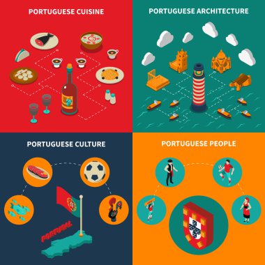  Portekiz kavramı Icons Set 