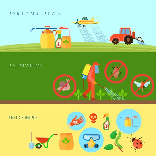 Ensemble de bannières pour pesticides — Image vectorielle