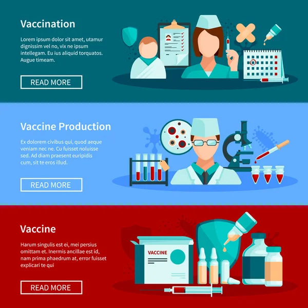 Vaccination platt Banners — Stock vektor