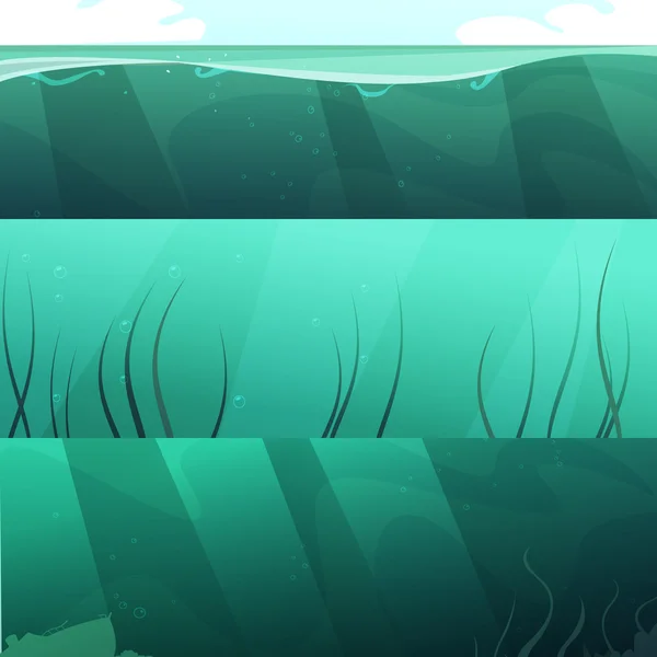 Ocean zelené vody horizontální bannery sada — Stockový vektor