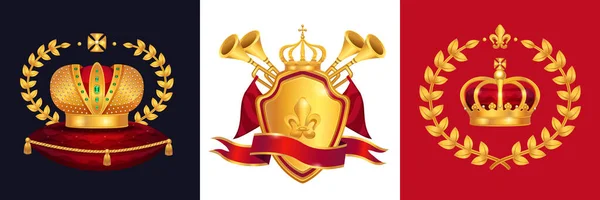 Royal Crown Emblem Set — Vettoriale Stock