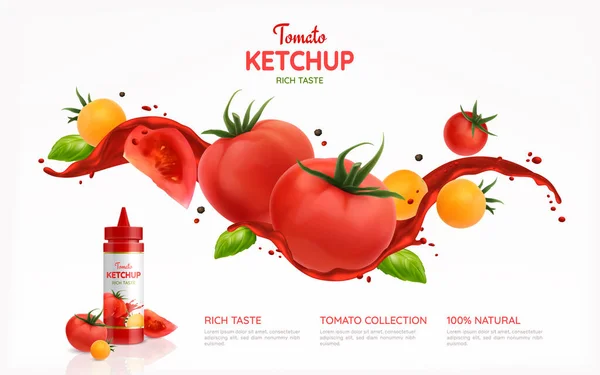 Plakát kečupu rajčat — Stockový vektor